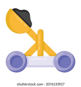 A projectile launch catapult flat icon design