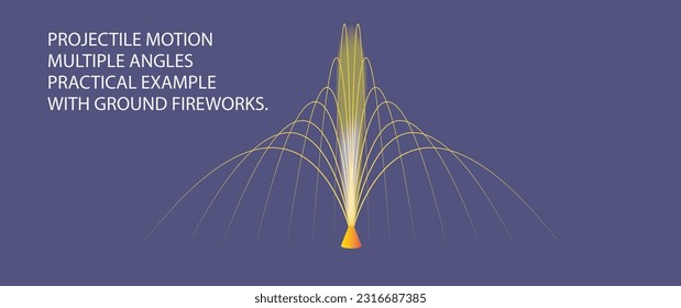 Projectile motion fundamental concept unveils captivating nature of objects propelled into air. Law of motion. Gravitational forces. Height length multiple forces. General physics vector illustration.