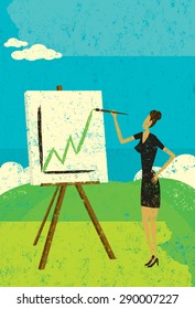 Projecting Higher Profits
A woman painting a chart with higher profits on her easel. The woman & easel and the background are on separate labeled layers.