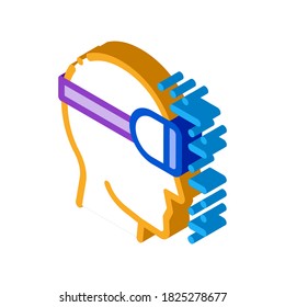 Die Realisierung wird durch eine besondere Brillensymbol-Vektorgrafik projiziert. isometrische projizierende Realität durch spezielle Brillen Zeichen. farbige einzelne Symbolillustration