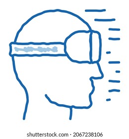 projecting reality through special glasses sketch icon vector. Hand drawn blue doodle line art projecting reality through special glasses sign. isolated symbol illustration