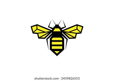 Projection of a cartoon bee on a white background. Vector illustration, print for background, print on fabric, paper, wallpaper, packaging.	