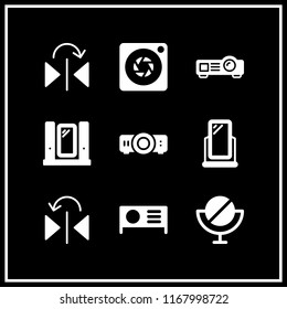 projection icon. 9 projection vector set. mirror, aperture, projector and mirrors icons for web and design about projection theme