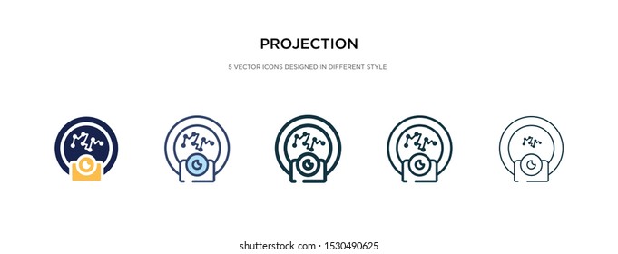 projection icon in different style vector illustration. two colored and black projection vector icons designed in filled, outline, line and stroke style can be used for web, mobile, ui