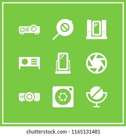 projection icon. This set with mirror, mirrors, aperture and projector vector icons for mobile and web