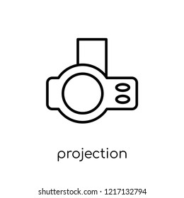 projection icon. Trendy modern flat linear vector projection icon on white background from thin line collection, outline vector illustration