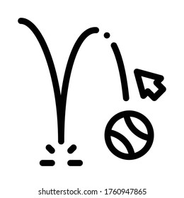 Projektion der Bewegung fällt Ball Symbol Vektorgrafik. Projektion der Bewegung fallendes Kugelzeichen. einzelne Kontursymbolgrafik