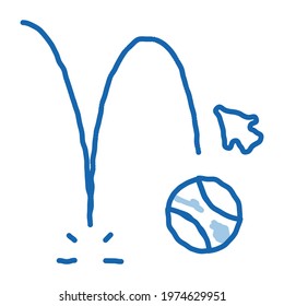 projection of motion falling ball sketch icon vector. Hand drawn blue doodle line art projection of motion falling ball sign. isolated symbol illustration