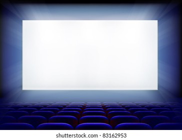 Projection screen in cinema. Vector illustration.