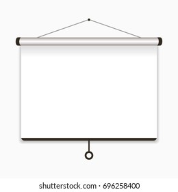 Projection Screen. Empty Presentation Board For Conference. Vector Illustration.