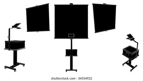 Projection Screen With Overhead Projector Vector 01