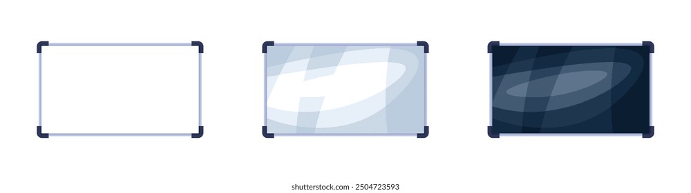 Projection Screen Set Icons. Flat style. Vector icons.