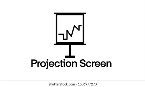 Projection Screen, Wall Mount Manual Pull Down Projector Screen Vector