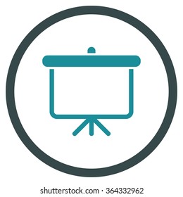 Projection vector icon. Style is bicolor flat circled symbol, soft blue colors, rounded angles, white background.