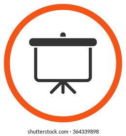 Projection vector icon. Style is bicolor flat circled symbol, orange and gray colors, rounded angles, white background.