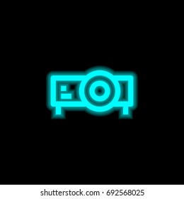 Projector blue glowing neon ui ux icon. Glowing sign logo vector