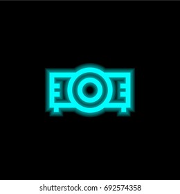 Projector blue glowing neon ui ux icon. Glowing sign logo vector