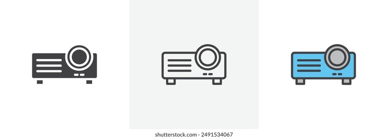 Projector colored icon set. Eps 10