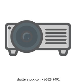 Projector colorful line icon, presentation and meeting, vector graphics, a filled pattern on a white background, eps 10.