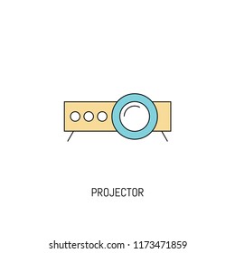 Projector colorful line icon. Simple Icon illustration. Movie or Video Projector Line Icon Useful For Web, Mobile, Software & Apps. Eps-10.