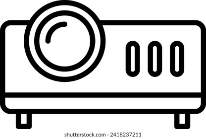 Projector device icon with black outline style. projector, screen, video, presentation, movie, cinema, film. Vector Illustration