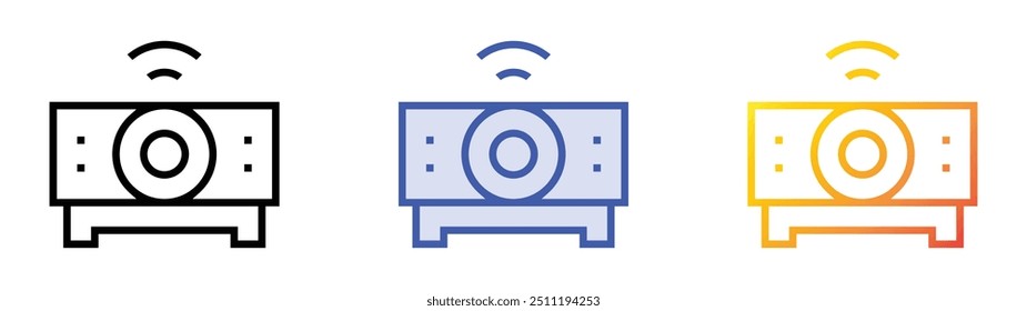 projector device icon. Linear, Blue Fill and Gradient Style Design Isolated On White Background