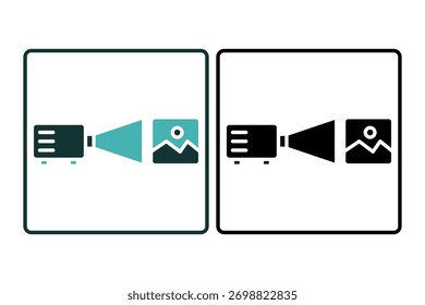Pantalla del proyector Icon. Icono relacionado con la presentación. Estilo de icono sólido. Diseño de Vector sencillo editable