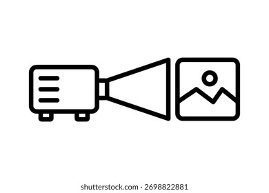 Pantalla del proyector Icon. Icono relacionado con la presentación. Estilo de icono de línea. Diseño de Vector sencillo editable