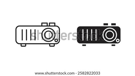 Projector filled and outlined icons vectors on white background