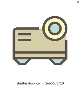 Proyector de la tecnología de producción cinematográfica, diseño vectorial de 48X48 píxeles perfecto y editable trazo.