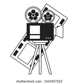 projector and film strip cinema movie vector illustration