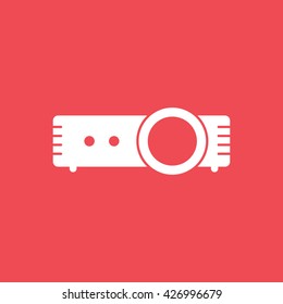 Projector Flat Icon On Red Background