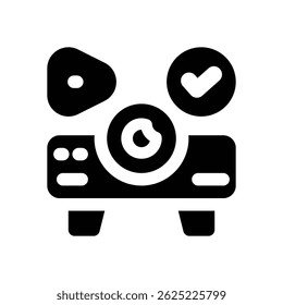 projector glyph icon. Strong and solid vector icon for websites, mobile interfaces, presentations, and visual branding. High quality and easy to edit.