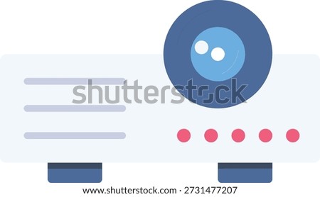  A projector icon adorned with a blue eye, illustrating the concept of vision in projection.