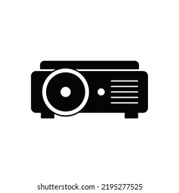 projector icon in black flat glyph, filled style isolated on white background