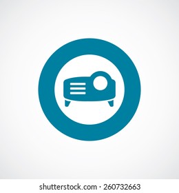 projector icon bold blue circle border, white background  