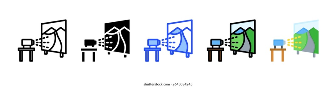 Projector Icon Collection With Multiple Styles