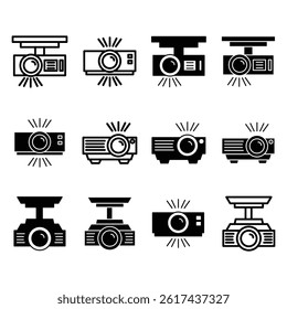 projector icon collection, style outline and glyph
