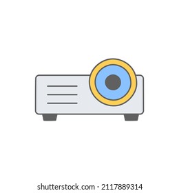 Projector Icon in color icon, isolated on white background 