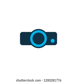Projector icon colored symbol. Premium quality isolated presentation element in trendy style.