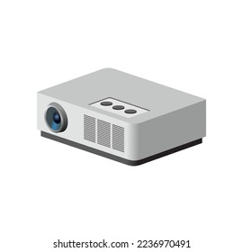 Projector icon. Computer display icons. Desktop theme. Device sign. Big screen symbol. Movie screen. Isometric Vector illustration.