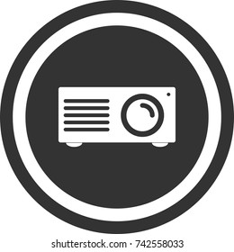Projector icon , dark circle sign design