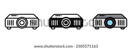 Projector Icon, A device used in classrooms or lecture halls to display images, videos, or presentations onto a screen for group viewing.