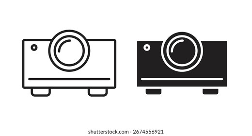 Icono del proyector en estilo de moda plano y forro para diseños de App ui