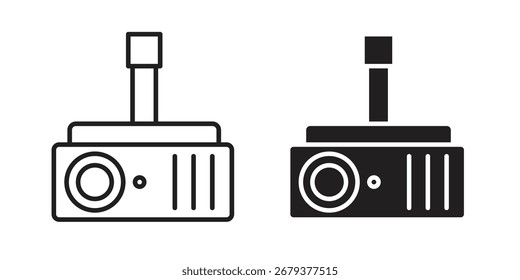 Icono de proyector plano y paquete de estilo de trazo sobre fondo blanco. Ilustraciones vectoriales