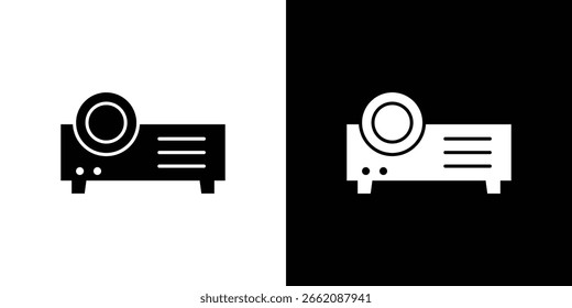 Icono del proyector aislado silueta sobre fondo blanco. Ilustración vectorial.
