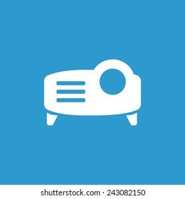 projector icon, isolated, white on the blue background. Exclusive Symbols 