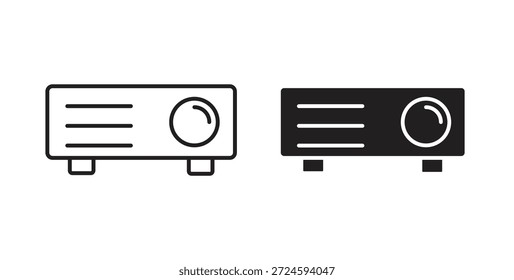 Projector icon with line and silhouette versions.