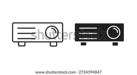 Projector icon with line and silhouette versions.