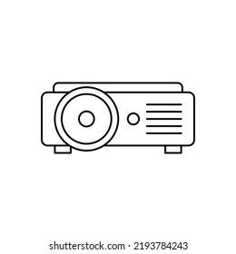 icono del proyector en el icono de estilo de línea, aislado en el fondo blanco